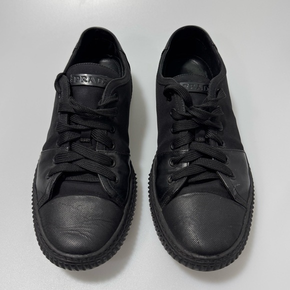 Prada Stratus Leather Nylon Black Sneakers Men’s 8.5